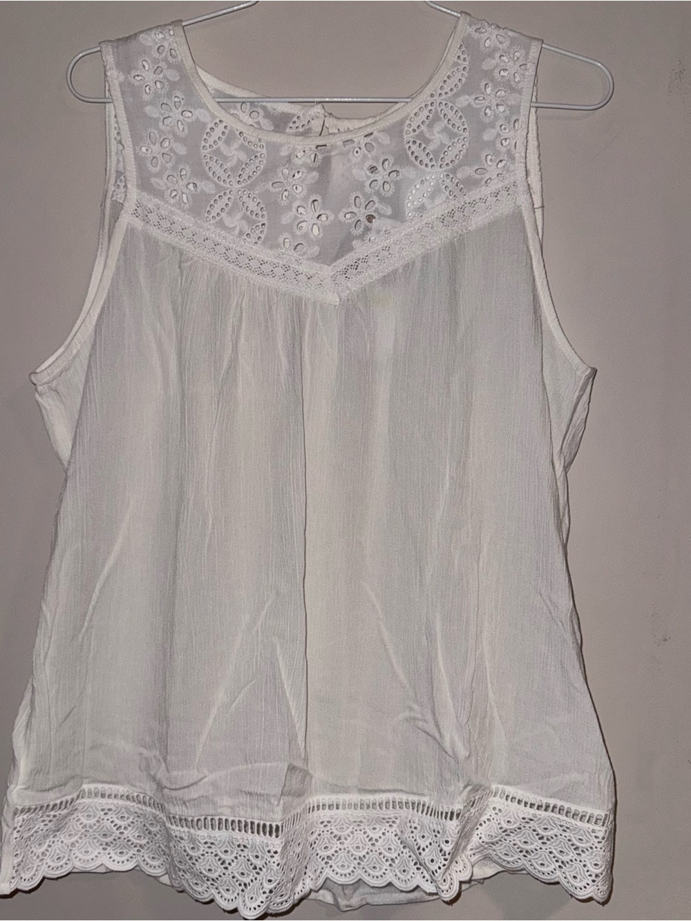 White Lace-Yoke Sleeveless Camisole from mason & belle